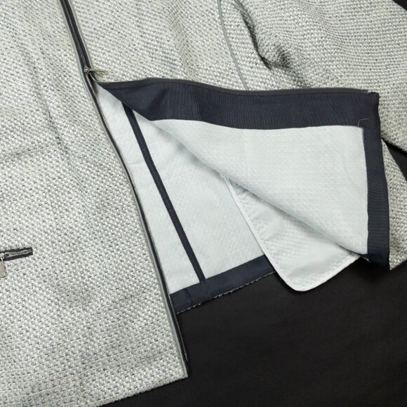 Lafayette 148 Tweed Zip Jacket Women's 3X Linen Blend Geometric Full Zip Blazer - Picture 7 of 16